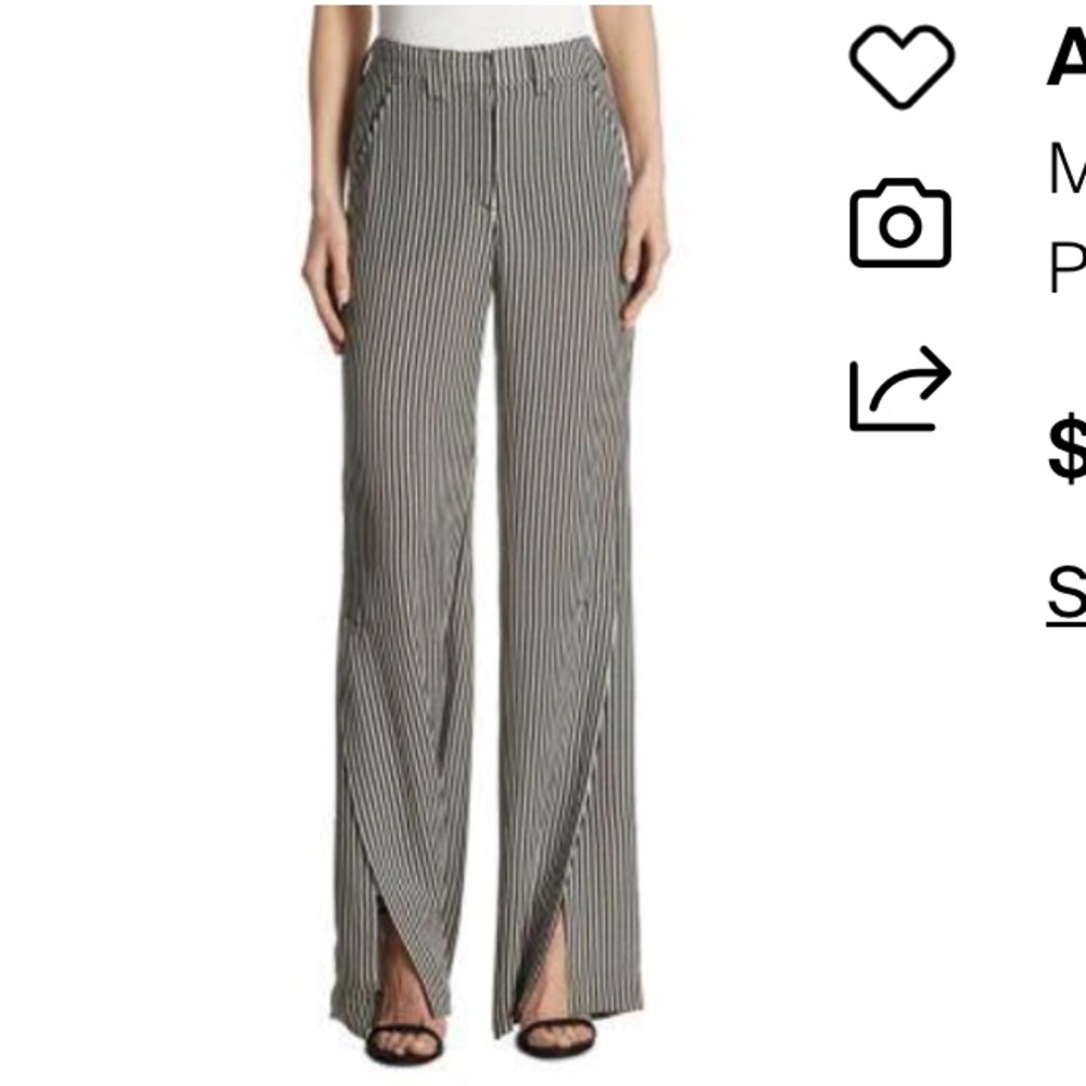 A.L.C. Black and White Wide Leg Pants High-Rise Minimalist Design